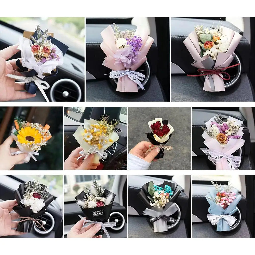 Dried Flower Car Air Vent Clip | Rhinestone Fragrance Diffuser
