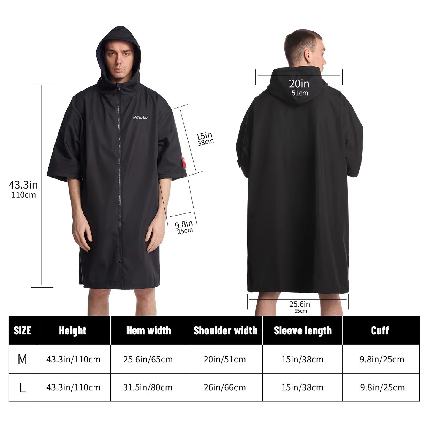 Short Sleeve Hooded Waterproof Changing Cape – Windproof Quick-Dry Surf Robe