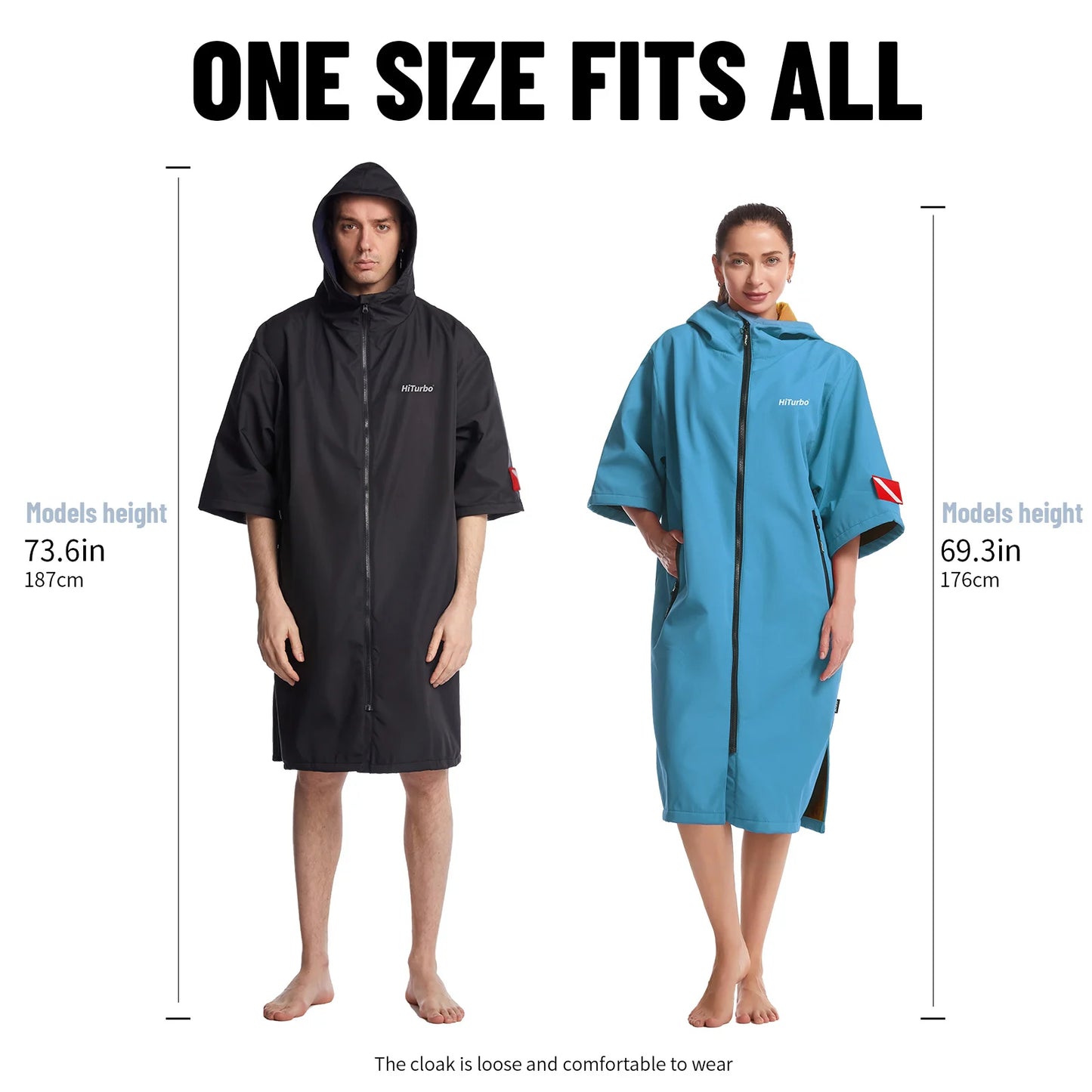 Short Sleeve Hooded Waterproof Changing Cape – Windproof Quick-Dry Surf Robe
