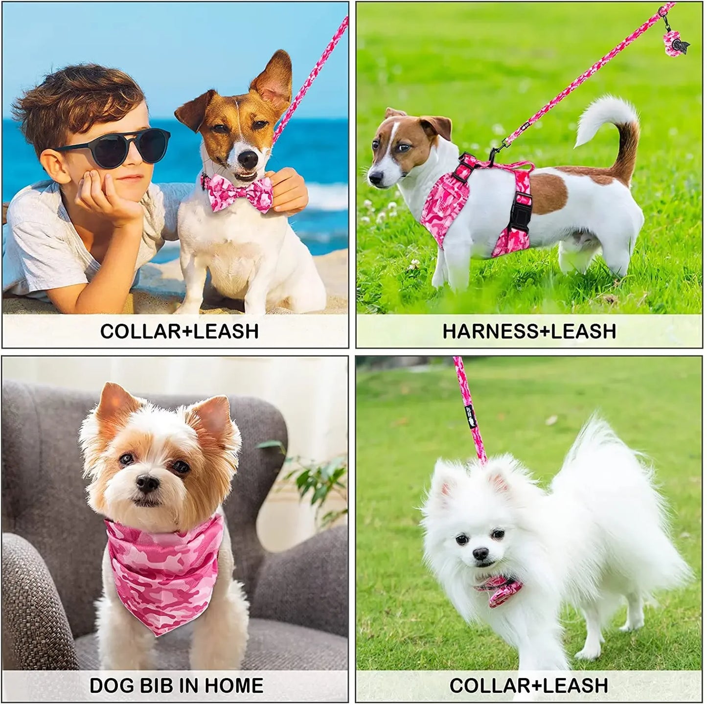 Personalized Dog Harness Suit Set — Vest, Collar, Leash, Scarf & More