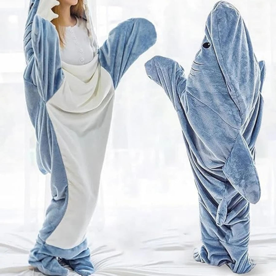Pijama Tiburón con Capucha para Adultos — Saco de Dormir Portátil