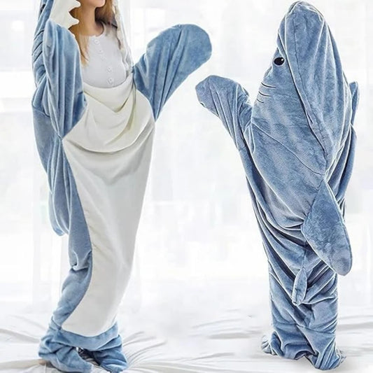 Pijama Tiburón con Capucha para Adultos — Saco de Dormir Portátil