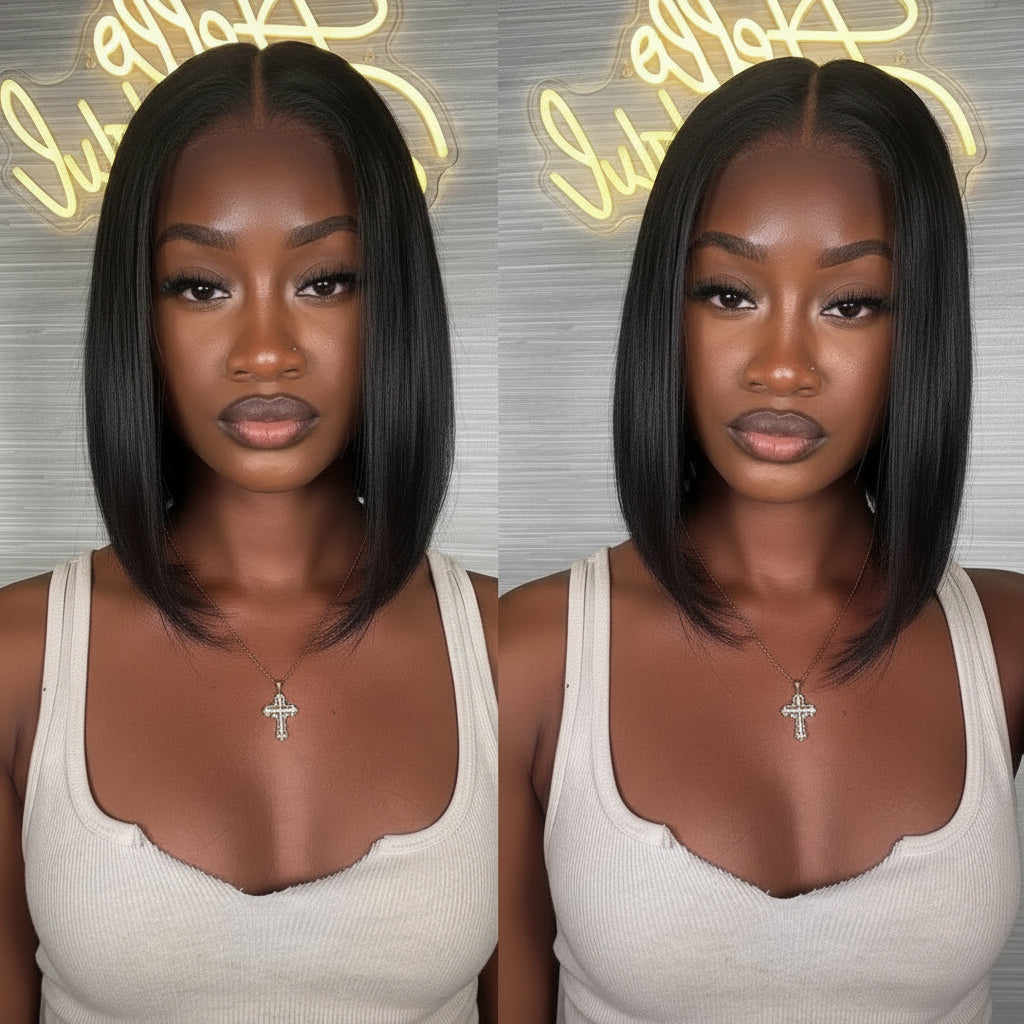 Silky Straight Bob Wig with Drawstring | Glueless 7x5 Lace 150% Density