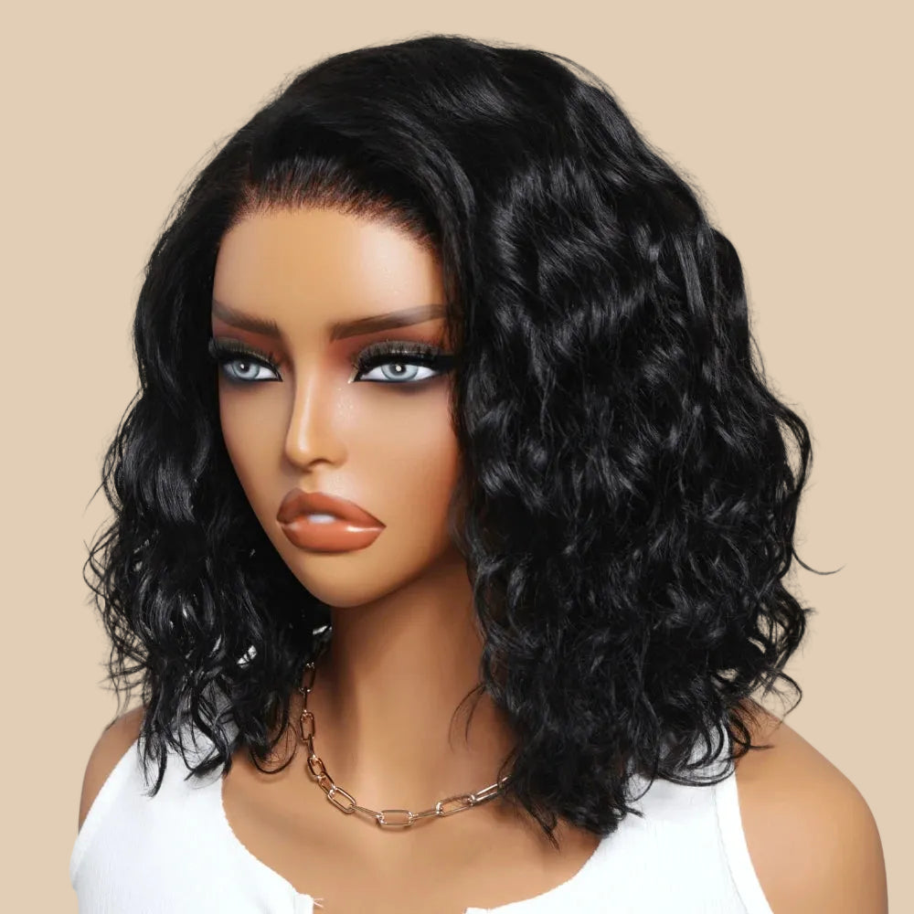 220% Density Water Wave Bob Wig – No-Slip 6x4 Minimalist Lace Glueless Human Hair | Ready To Wear