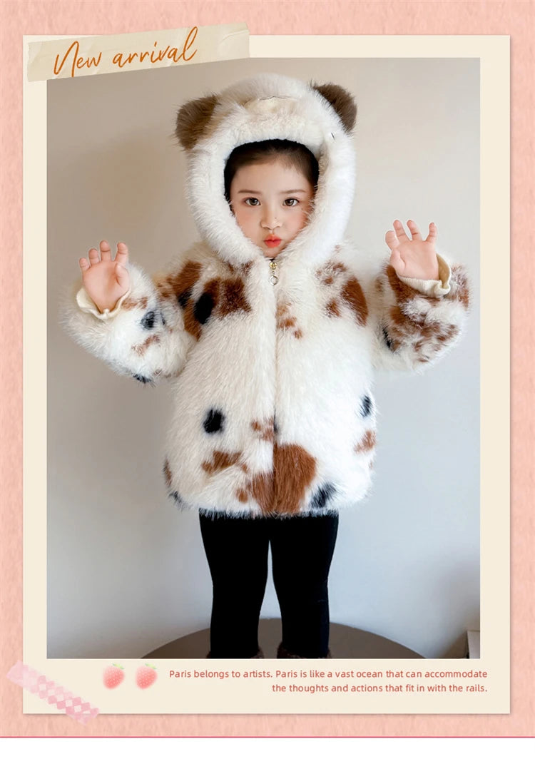 Adorable Faux Fur Cat Coat for Kids — Warm Winter Jacket
