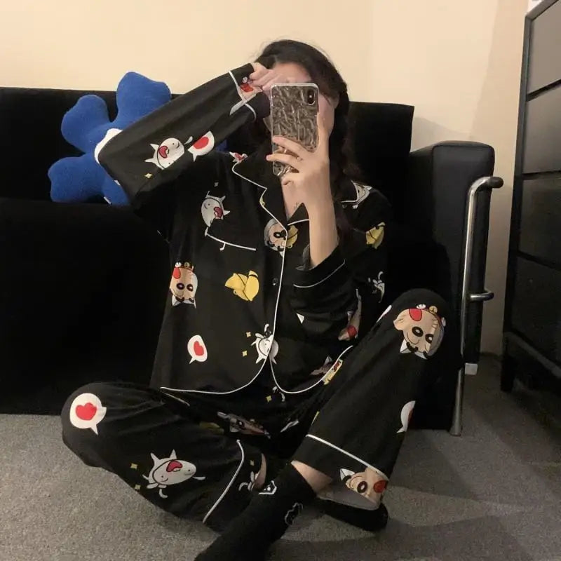 Crayon Shin-Chan Anime Pajamas Set — Women's Kawaii Cartoon Homewear