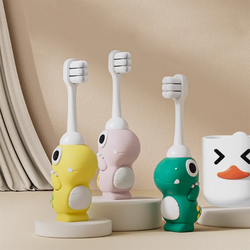 Kids Cartoon Dinosaur Toothbrush — Ultra-Soft Anti-Poke Bristles for Children