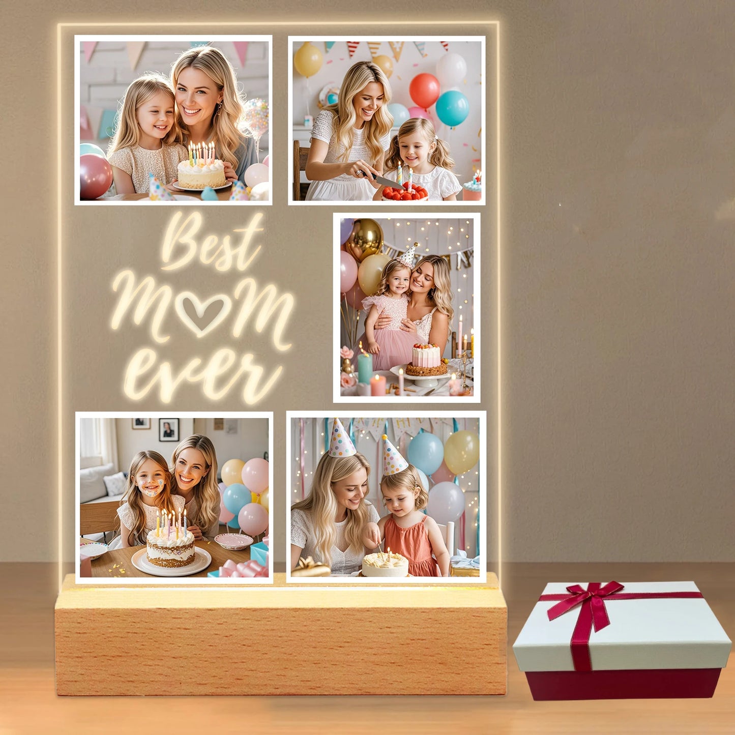 Personalized Acrylic Photo Night Light for Mom — Custom LED Frame