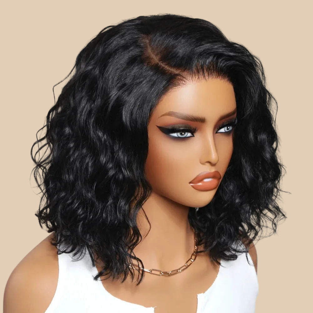 220% Density Water Wave Bob Wig – No-Slip 6x4 Minimalist Lace Glueless Human Hair | Ready To Wear