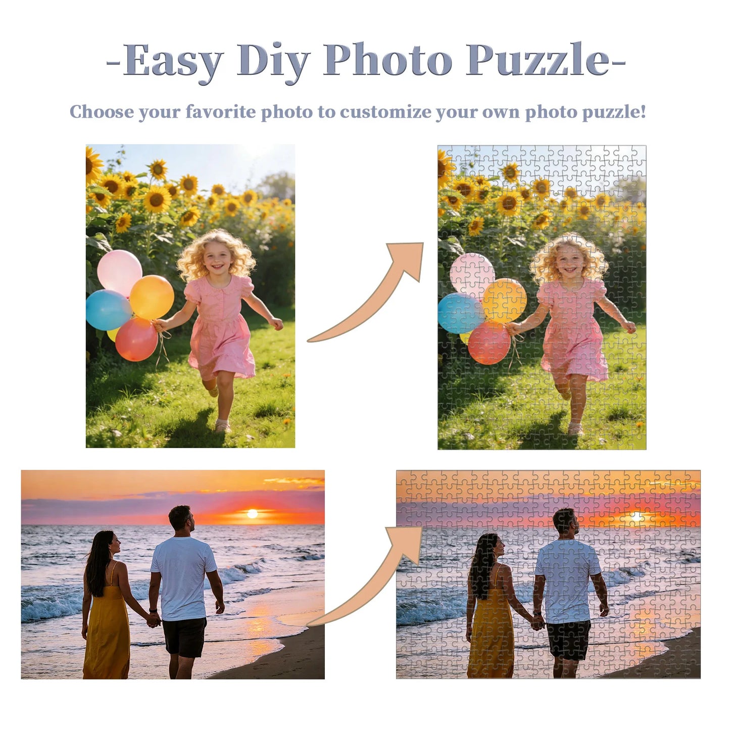 Personalized Wooden Jigsaw Puzzle — Custom Photo Puzzle for Adults, Kids, Couples & Families