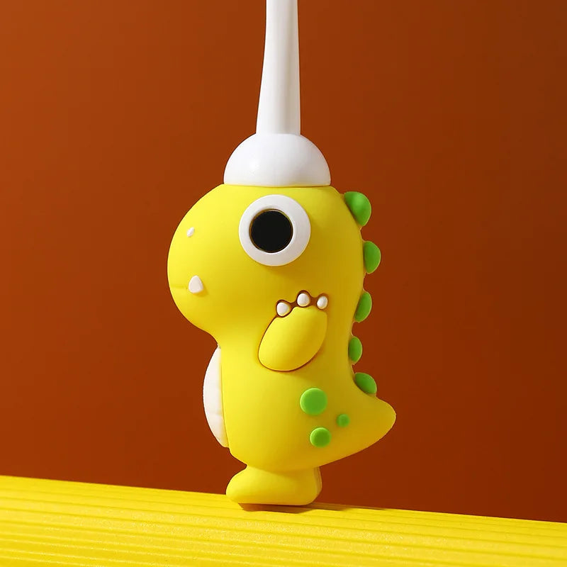 Kids Cartoon Dinosaur Toothbrush — Ultra-Soft Anti-Poke Bristles for Children