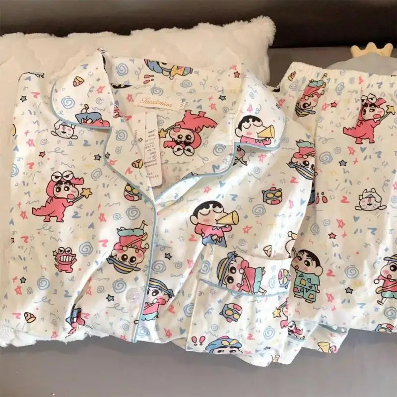Crayon Shin-Chan Anime Pajamas Set — Women's Kawaii Cartoon Homewear