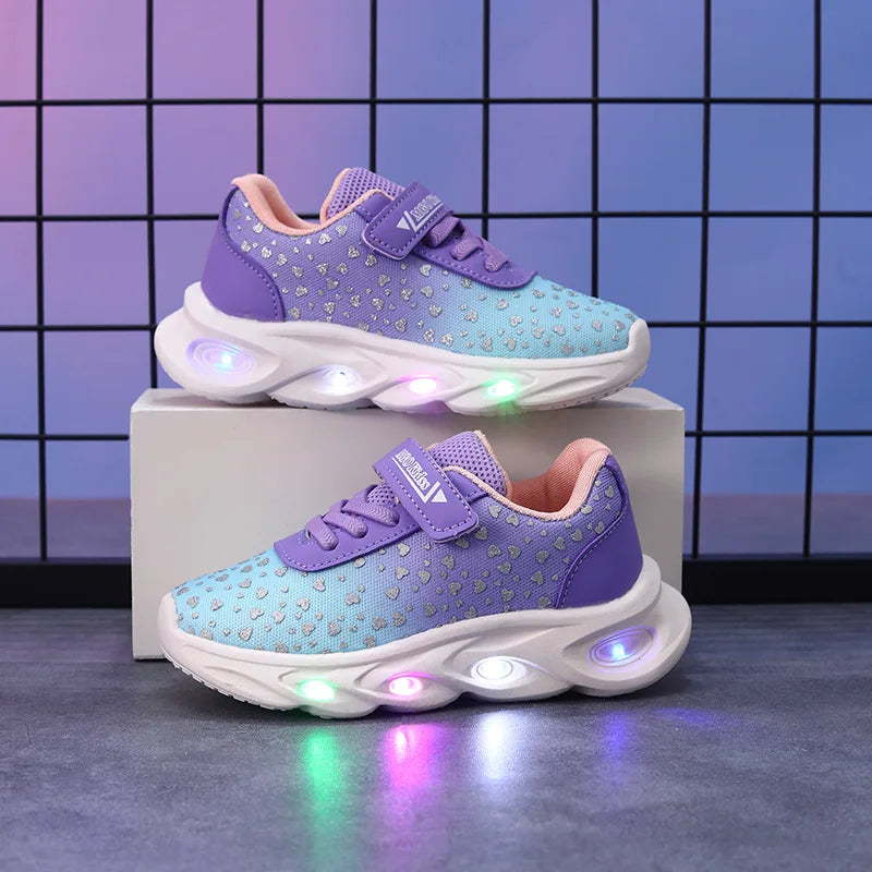Kids' Casual Shoes Children Led Light Spring Outdoor Sneakers For Breathable Anti-slip Black  Blue Pink Size 21-30