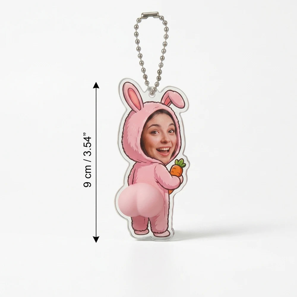 Personalized Funny Butt Keychain, Custom Photo Acrylic Bag Charm & Novelty Gift