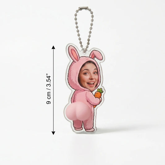 Personalized Funny Butt Keychain, Custom Photo Acrylic Bag Charm & Novelty Gift