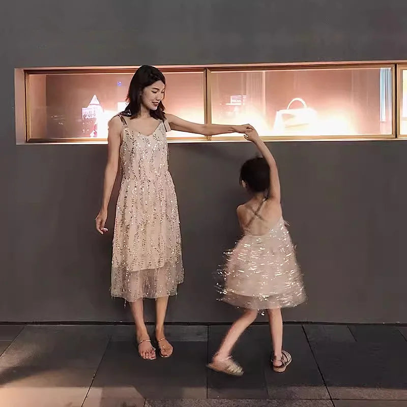 The Same Dresses Party for Mom and Baby Girls Matching Vacation Outfits Mother and Daughter Beach Clothes Women Summer Dress