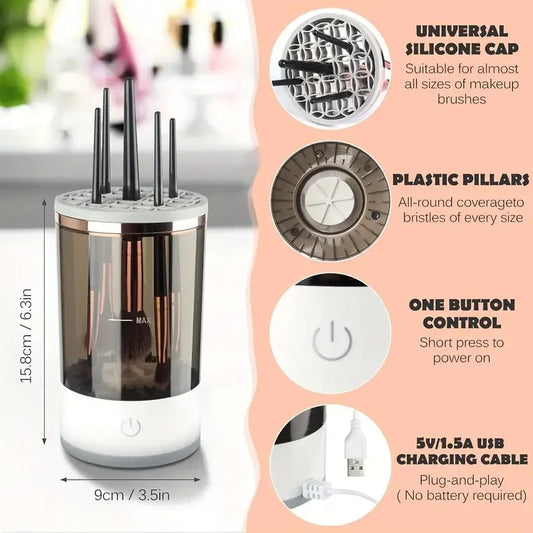 USB-Stecker Tragbarer elektrischer Make-up-Pinselreiniger mit Gummi-Make-up-Maschine Elektrischer USB-Schnellreiniger Reinigungsbürstenkragen Bürste