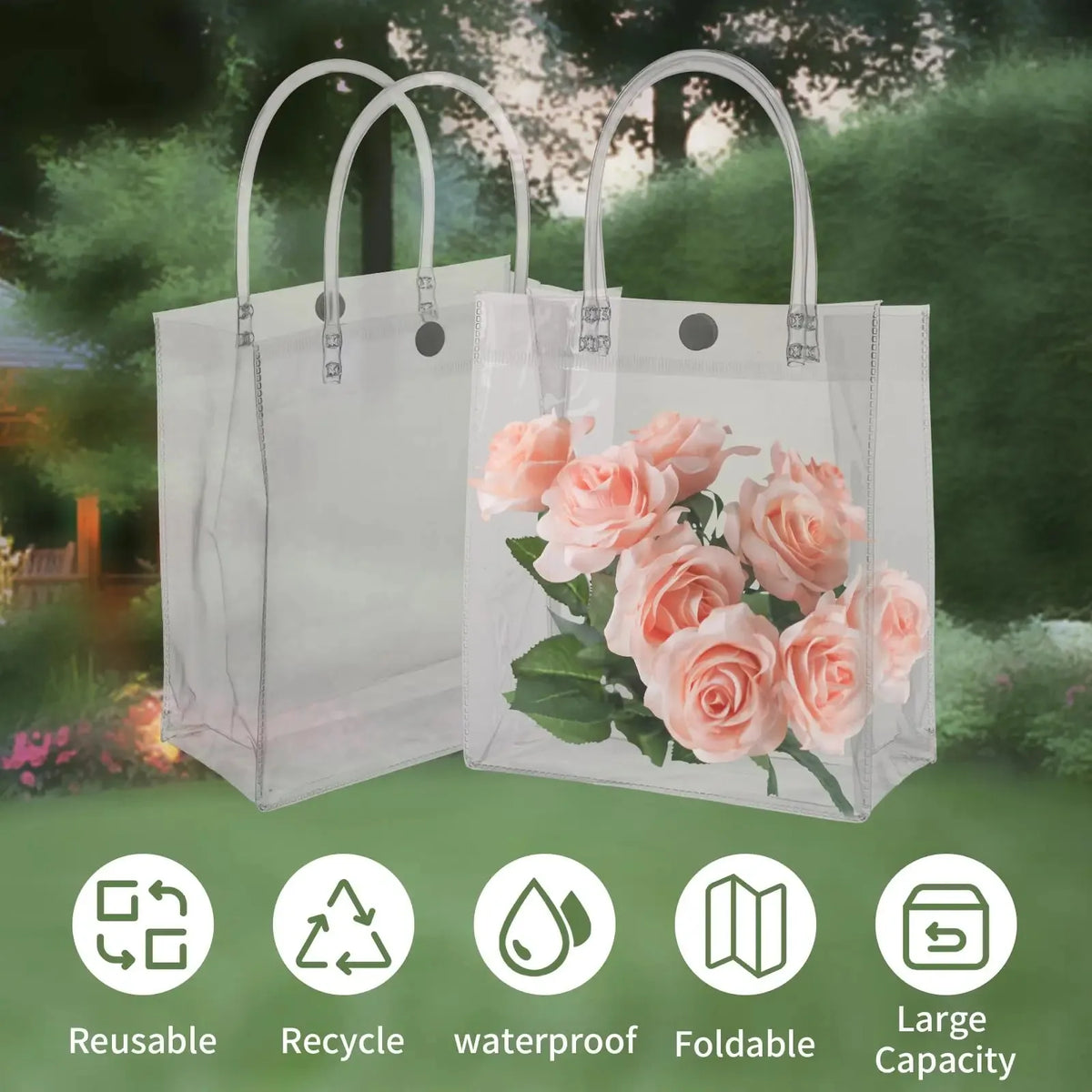Transparent PVC Gift Tote Bags with Handle — Clear Plastic Packaging Bags