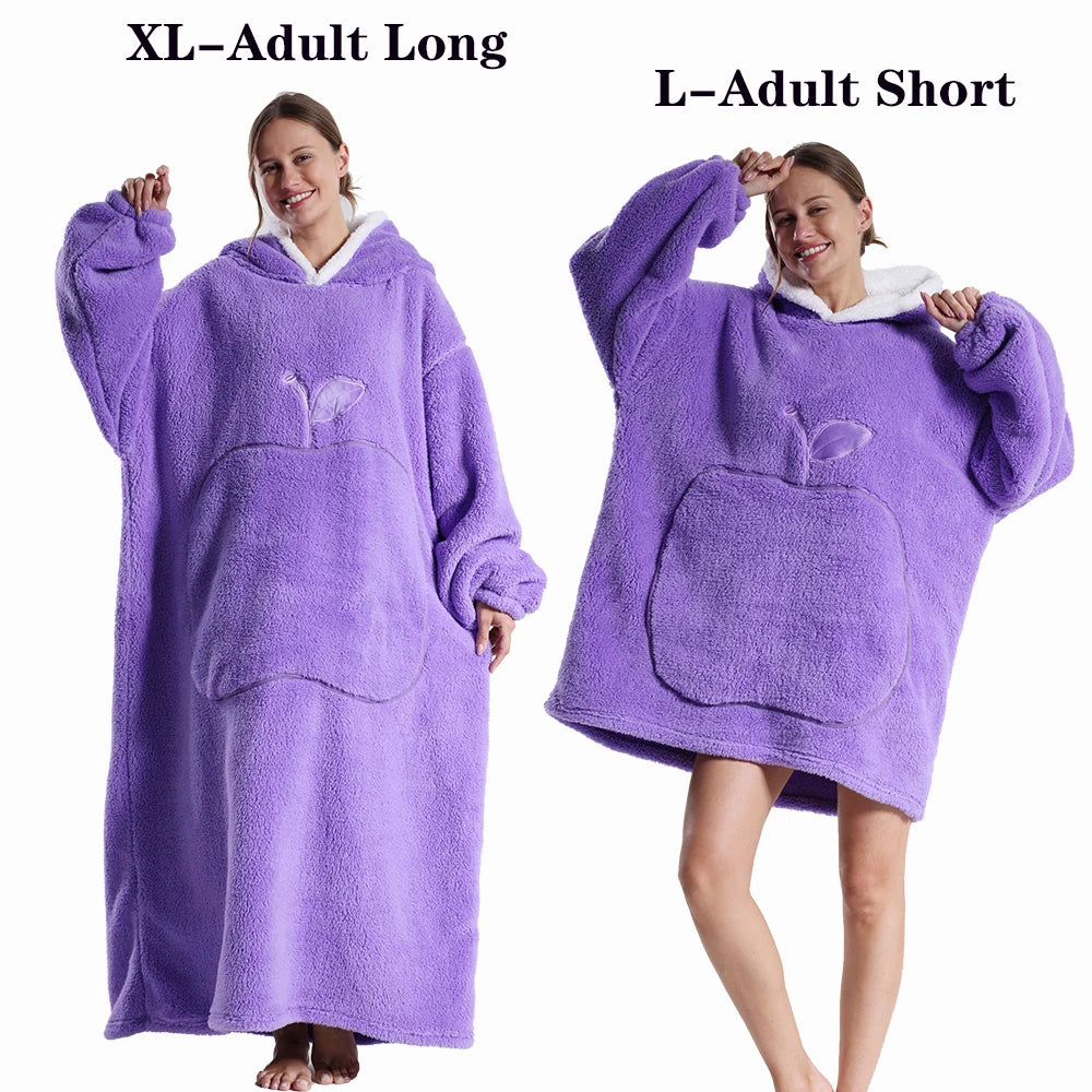 Cartoon Plush Wearable Blanket Hoodie for Adults