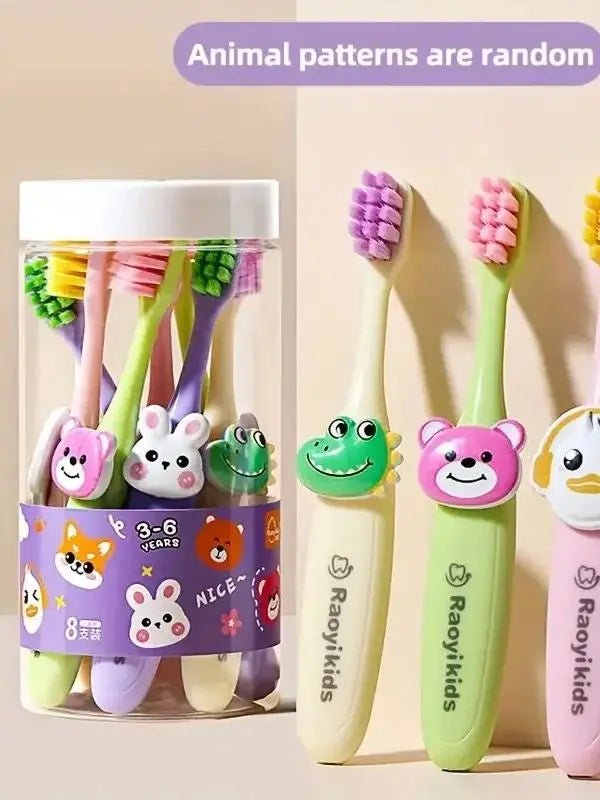 Kids Cartoon Animal Toothbrush Set — 8 Soft Bristle Training Toothbrushes for Toddlers