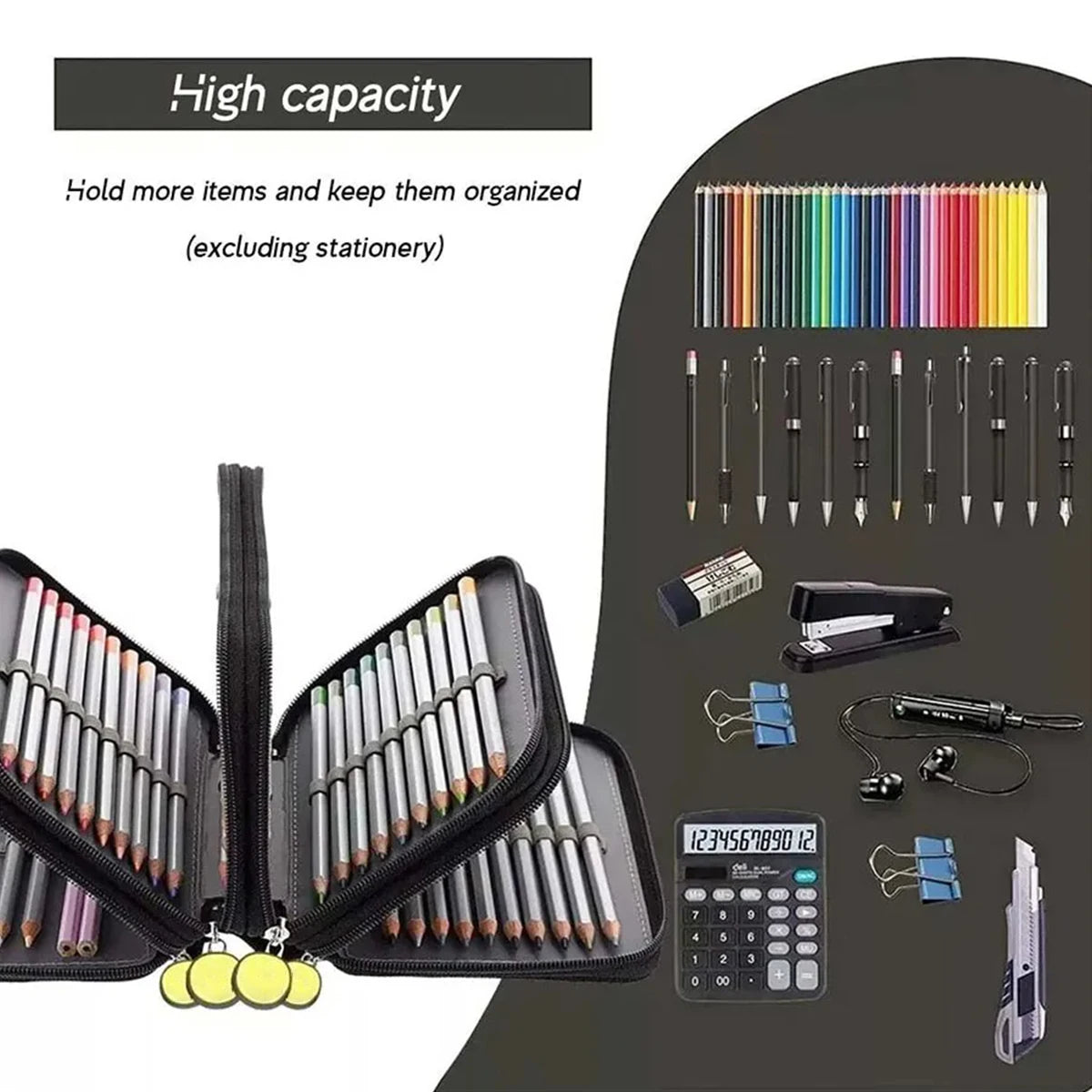 72 Holes Four Layers Pencil Case — Large Capacity Kawaii Pen Storage Bag
