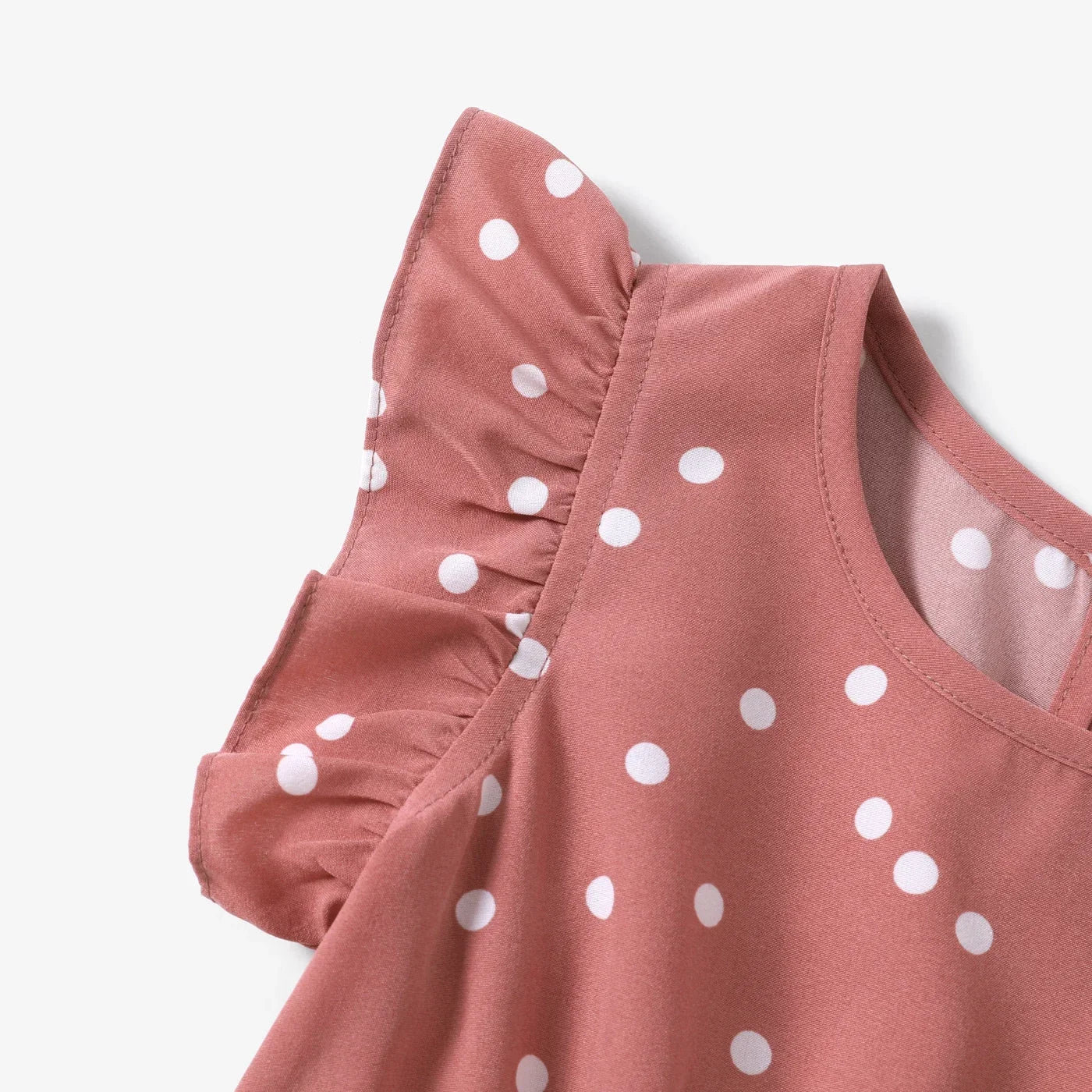 Family Matching Polka Dot Flutter-Sleeve Wrap Dress — Mom & Daughter