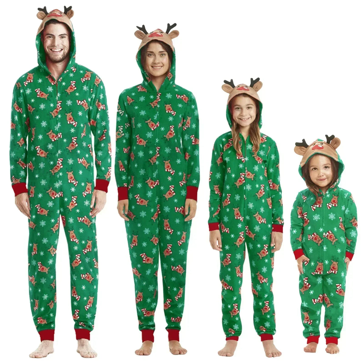 Christmas Family Matching Deer Hooded Onesie Pajamas