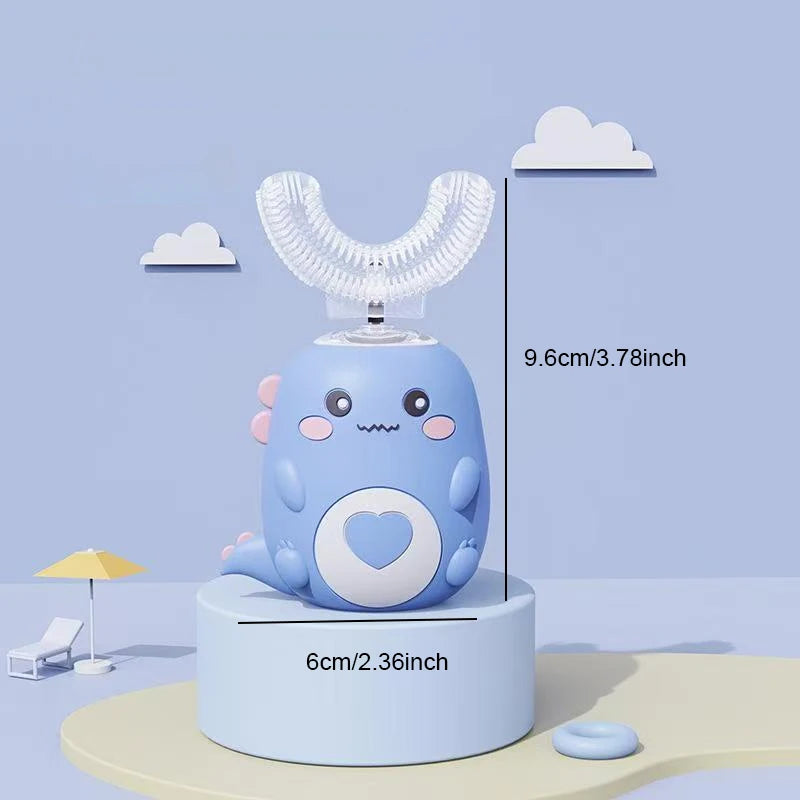 Kids Cartoon U-Shaped Sonic Electric Toothbrush — 360° Automatic Silicone, Rechargeable