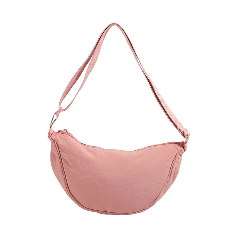 Japanese Style Dumpling Shape Adjustable Lightweight Single Shoulder Bag Underarm Bag Casual Simple Style Unisex Bag