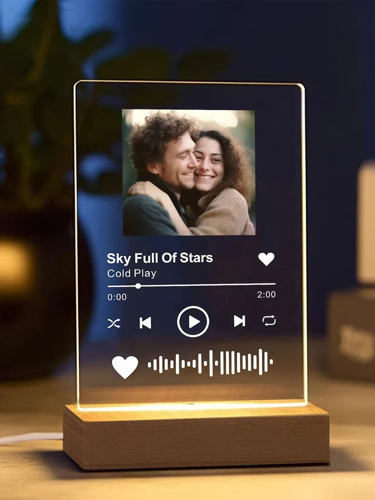 Personalized Spotify Song Plaque | Custom Acrylic Photo Frame with LED Night Light