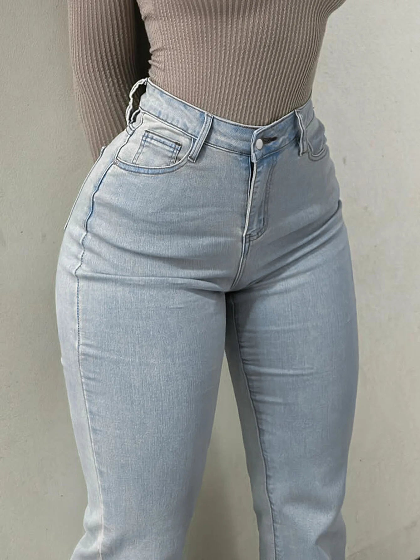 Women's High Waist Flared Jeans — Stretch Slim Fit Street Style