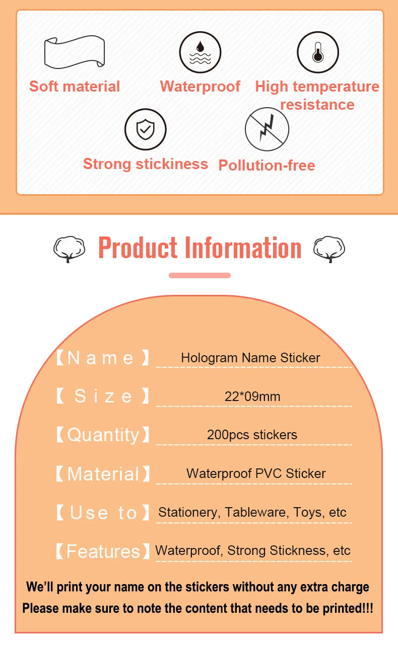 Personalized Kawaii Name Tag Stickers — Waterproof Custom Labels for Kids School & Bottles