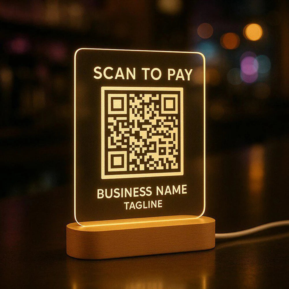 Custom LED Acrylic QR Code Payment Sign | Scan to Pay Display for Business