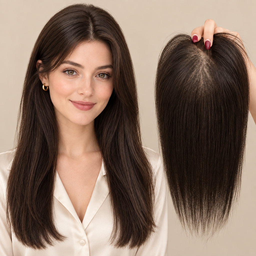 Straight Silk-Base Hair Topper — 9 × 13 cm