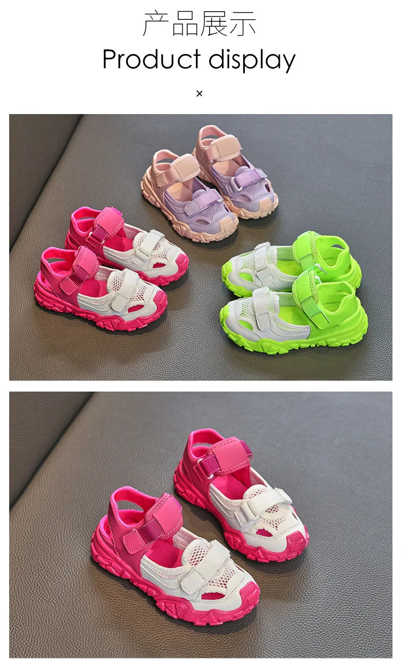 Children Sport Sandals for Girls Mesh Breathable Boys Sneaker Casual Beach Shoes Fashion Hollow Out Non-slip Flat Tenis Feminino