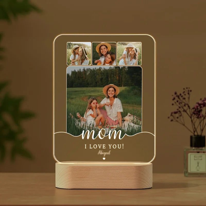 Personalized Acrylic Photo Night Light Plaque | Custom Mother's Day Gift