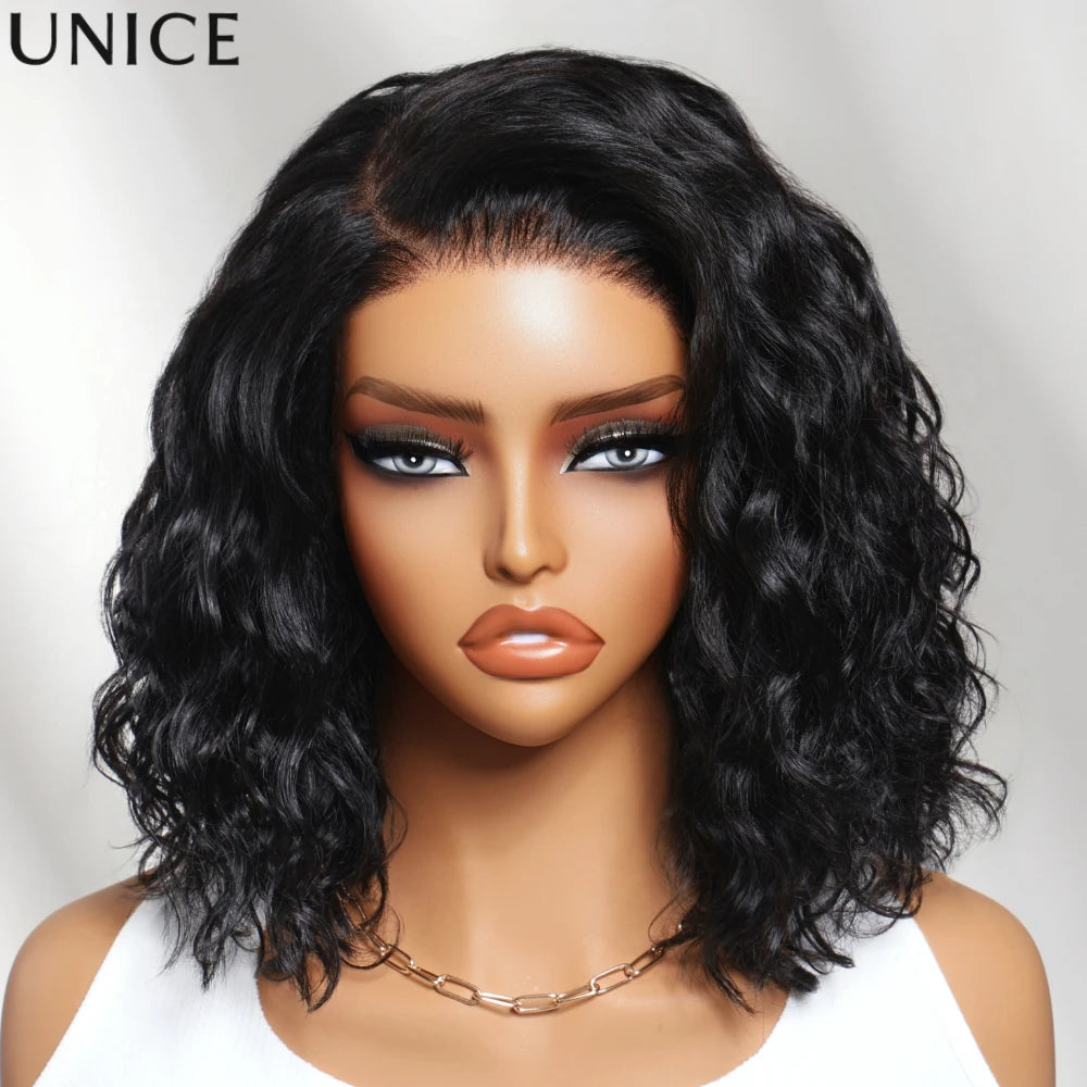220% Density Water Wave Bob Wig – No-Slip 6x4 Minimalist Lace Glueless Human Hair | Ready To Wear