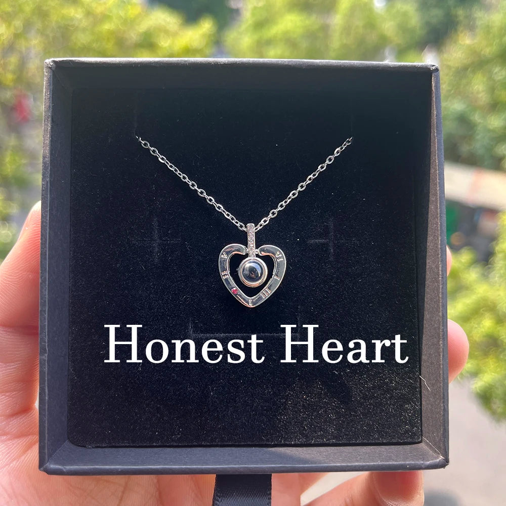 Personalized Photo Projection Necklace – Custom Heart Pendant with Your Picture Inside