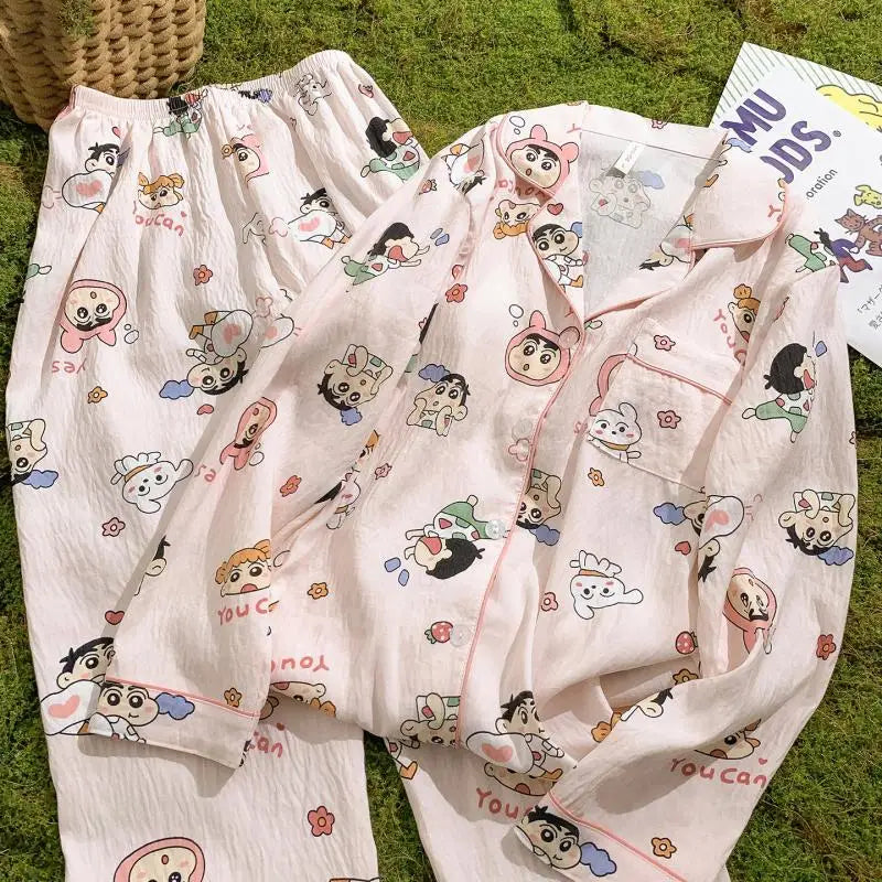 Crayon Shin-Chan Anime Pajamas Set — Women's Kawaii Cartoon Homewear