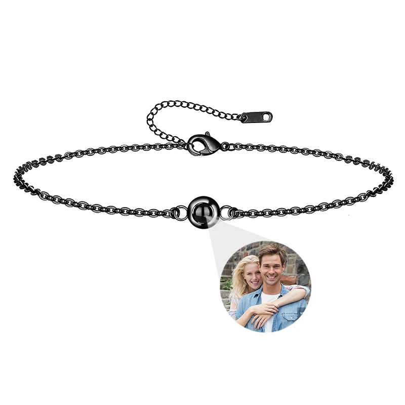Custom Photo Bracelet Personalized Projection Bracelets with Picture Inside 100 Languages I Love You Stainless Steel Bracelet