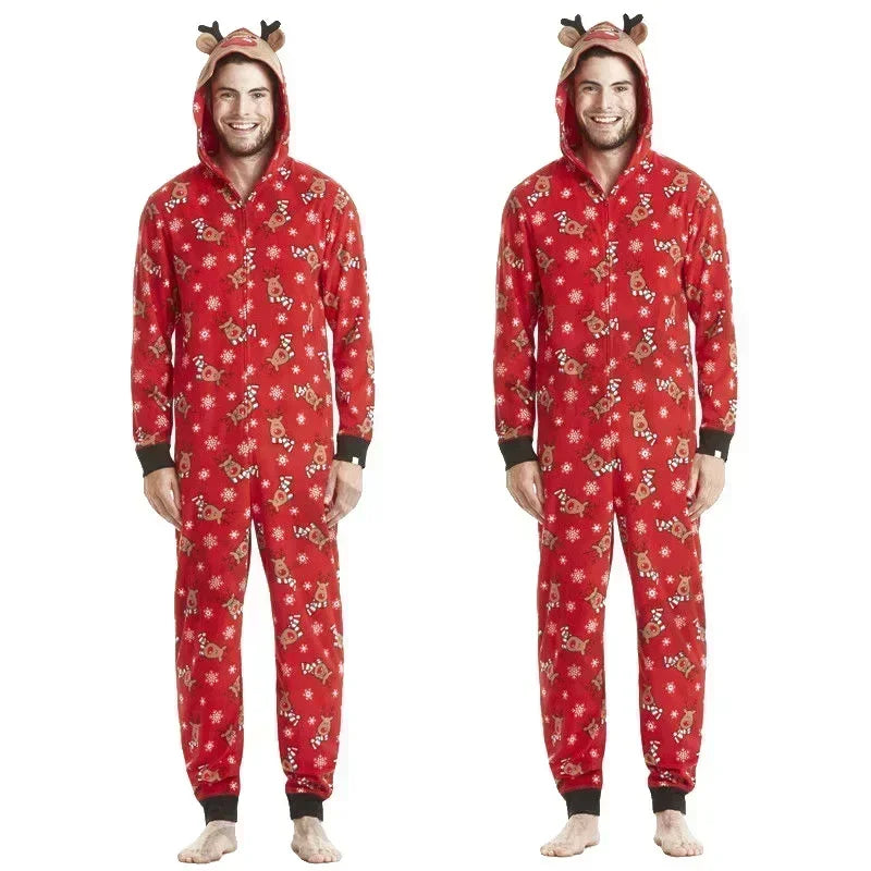 Christmas Family Matching Deer Hooded Onesie Pajamas