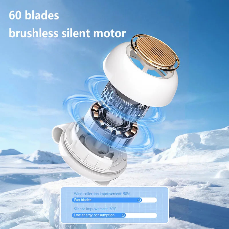 Lenovo Portable Clip Fan – Mini Bladeless USB Rechargeable Wearable Cooling Fan