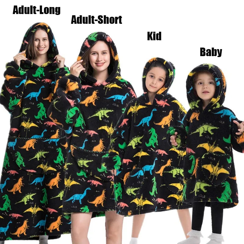 Oversized Cartoon Fleece Hoodie Blanket