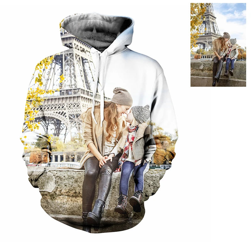 Personalized 3D Print Hoodie — Custom Photo, Logo & Name