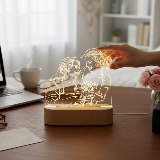 Personalized DIY 3D Photo Lamp — Custom Night Light with Photo & Text Engraving