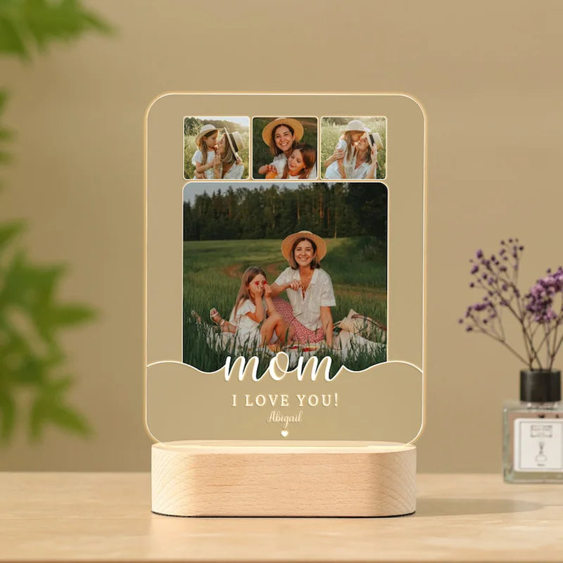 Personalized Acrylic Photo Night Light Plaque | Custom Mother's Day Gift