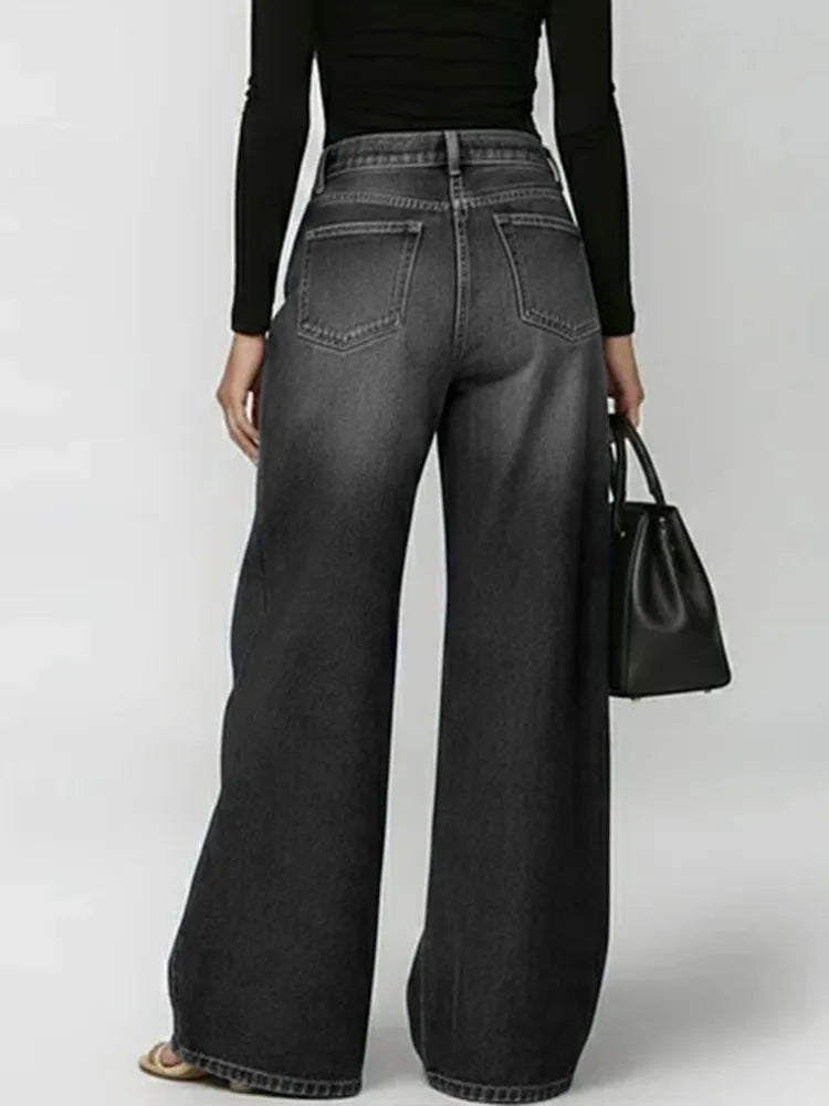 Personalized Wide Leg Jeans — High-Waist Loose Fit Streetwear