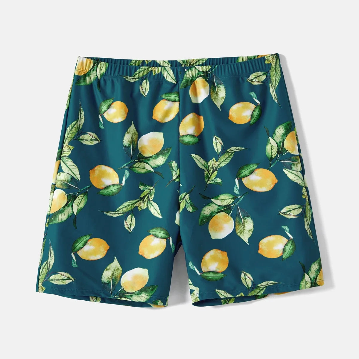 Family Matching Lemon Print Halter Swimsuit Set — Two-Piece & Swim Trunks