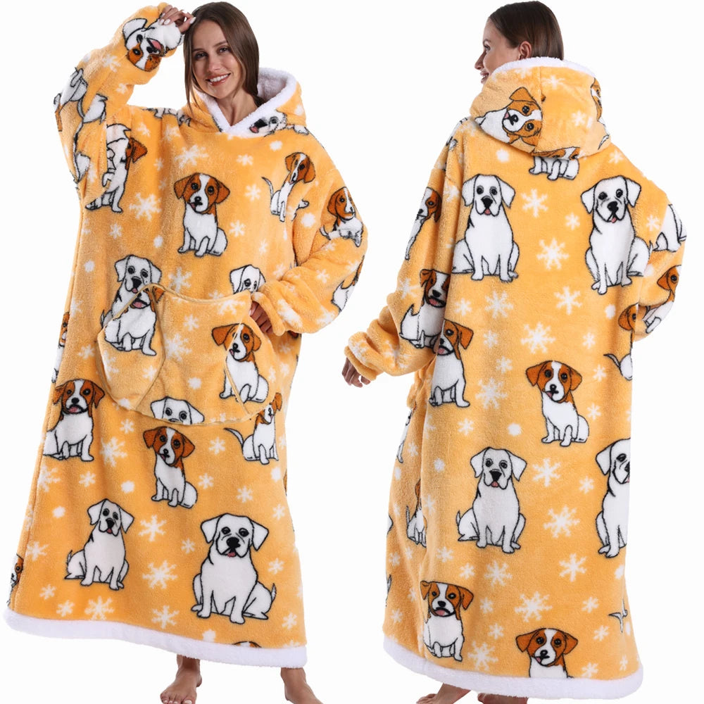Cartoon Wearable Blanket Hoodie for Adults