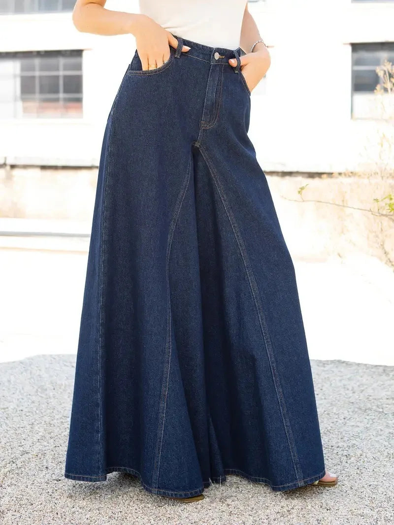 Women's Wide Leg Denim Jeans — Low Waist Washed Street Style